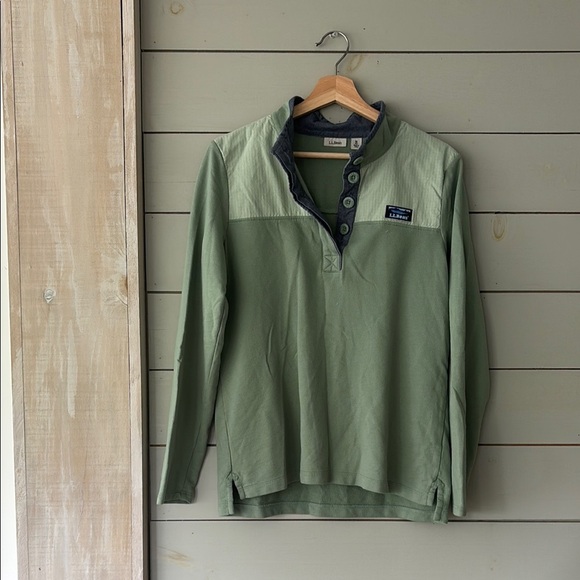 L.L. Bean Button Mock-Neck Pullover | Sage Green | Size M - Picture 1 of 5